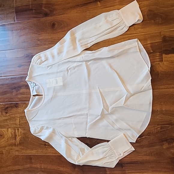 L.K.Bennett Timian Silk Blouse, Cream, Gathered Sleeves - Picture 5 of 15